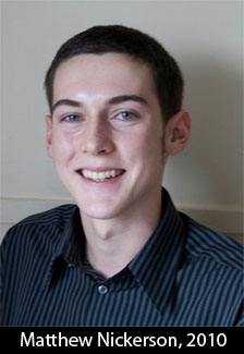 Matthew Nickerson, winner of the 2010 TWME Scholarshi